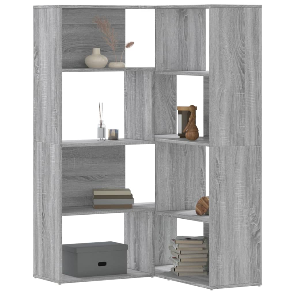 Βιβλιοθήκη Γωνιακή 4 Επ. Γκρι Sonoma 85x85x140 εκ Επεξ. Ξύλο