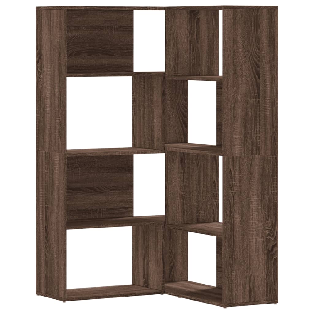 Βιβλιοθήκη Γωνιακή 4 Επ. Καφέ Δρυς 85x85x140 εκ Επεξ. Ξύλο