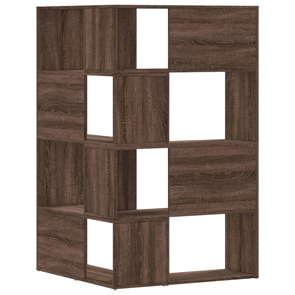 Βιβλιοθήκη Γωνιακή 4 Επ. Καφέ Δρυς 85x85x140 εκ Επεξ. Ξύλο