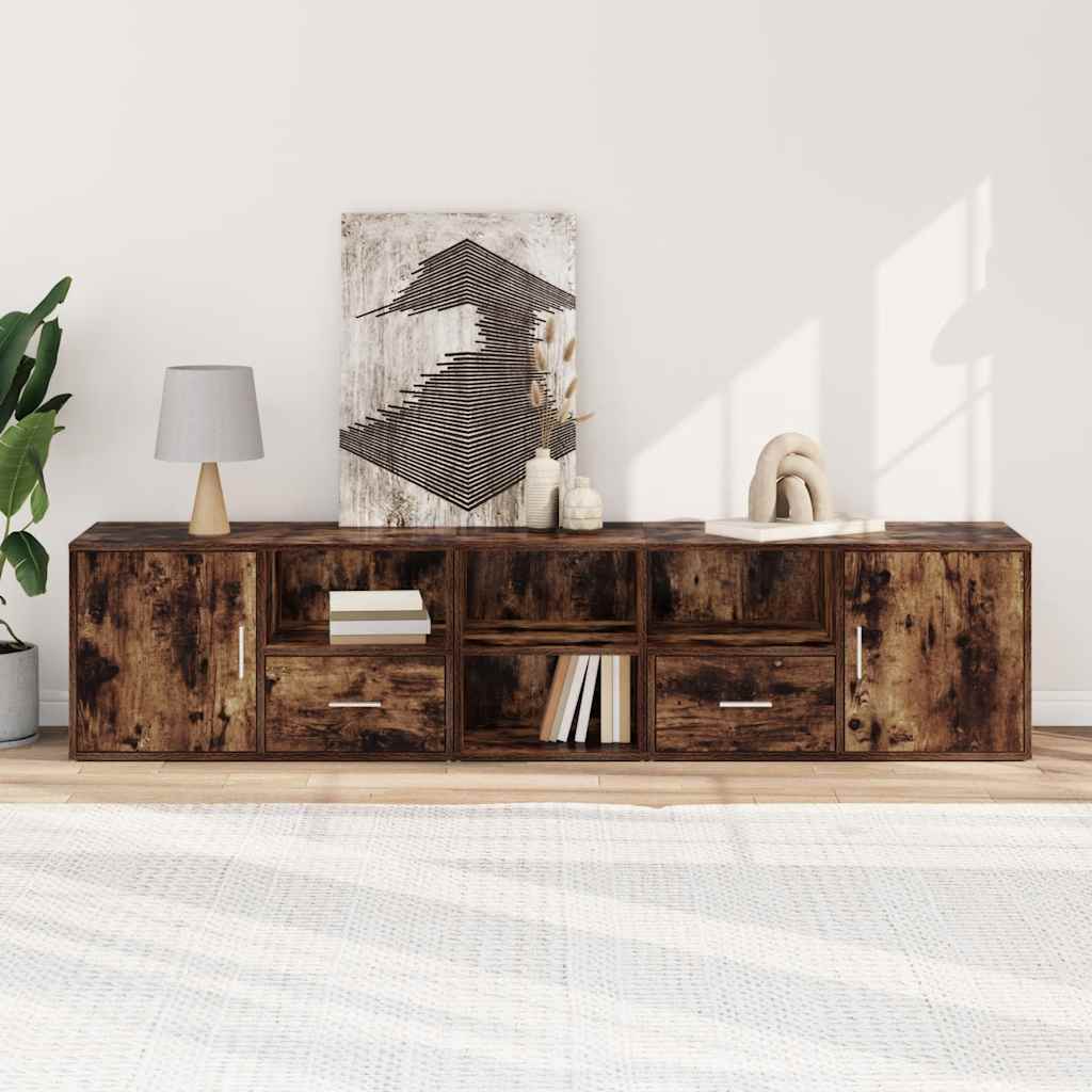 Γωνιακό Έπιπλο Καπνιστή δρυς 200x40x45 εκ. από Επεξεργ. Ξύλο - Pakobazaar