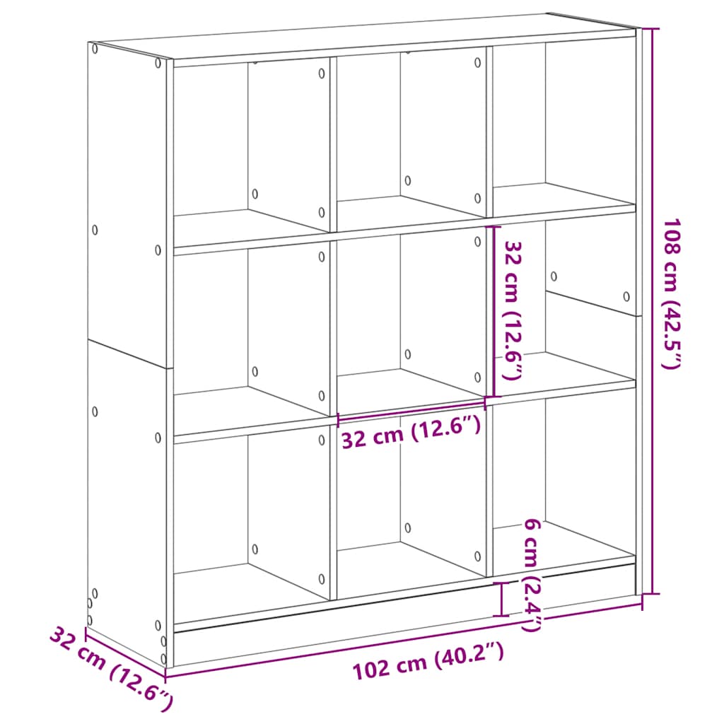 Βιβλιοθήκη Μαύρο 102x32x108 εκ. από Επεξεργασμένο Ξύλο