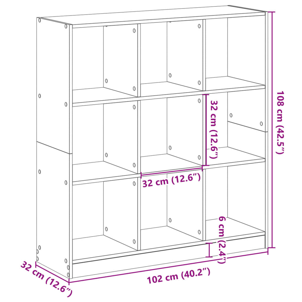 Βιβλιοθήκη Γκρι Sonoma 102x32x108 εκ. από Επεξεργ. Ξύλο