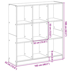 Βιβλιοθήκη Γκρι Sonoma 102x32x108 εκ. από Επεξεργ. Ξύλο