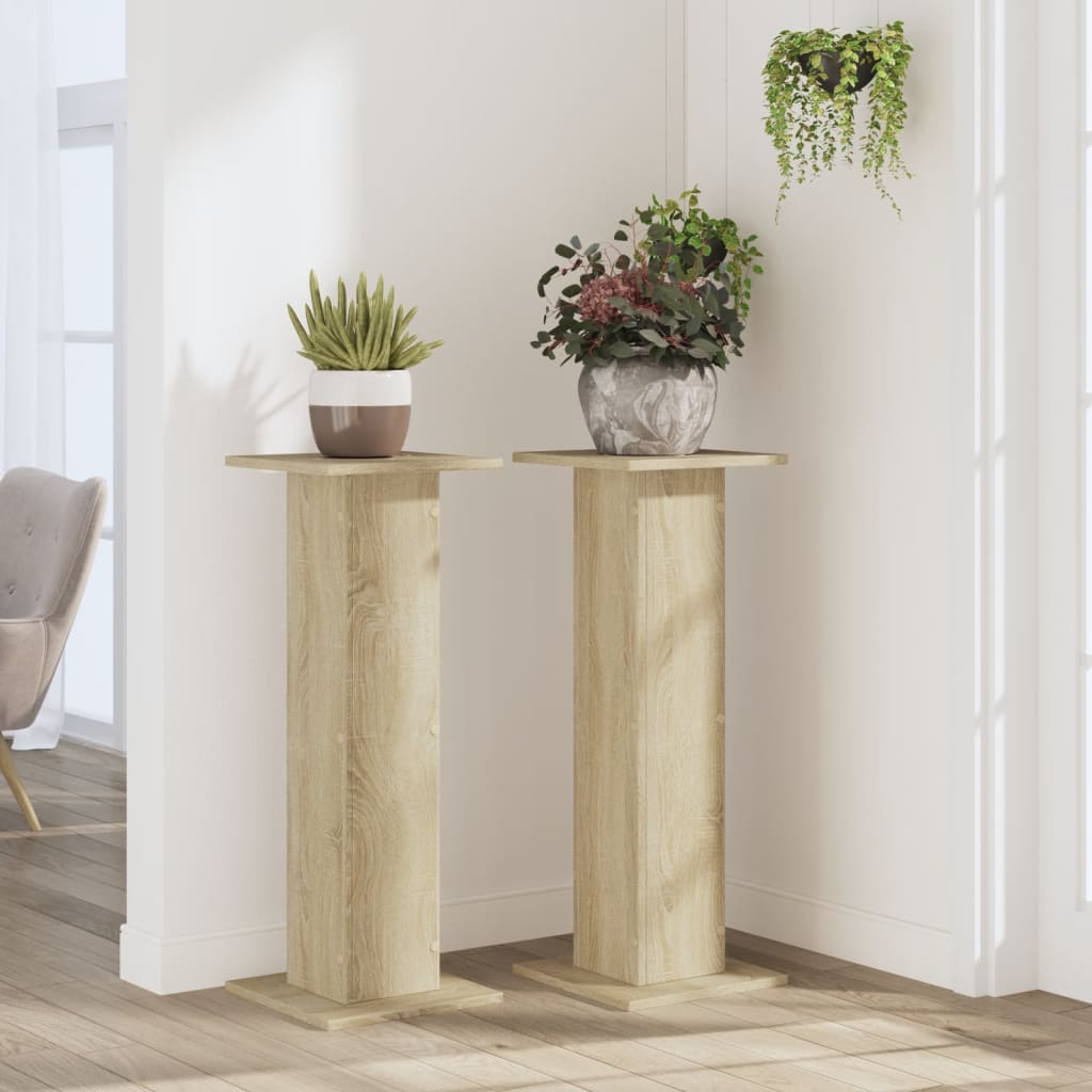 Βάσεις Φυτών 2 Τεμ. Sonoma Δρυς 30x30x80 εκ. Επεξεργασμένο Ξύλο