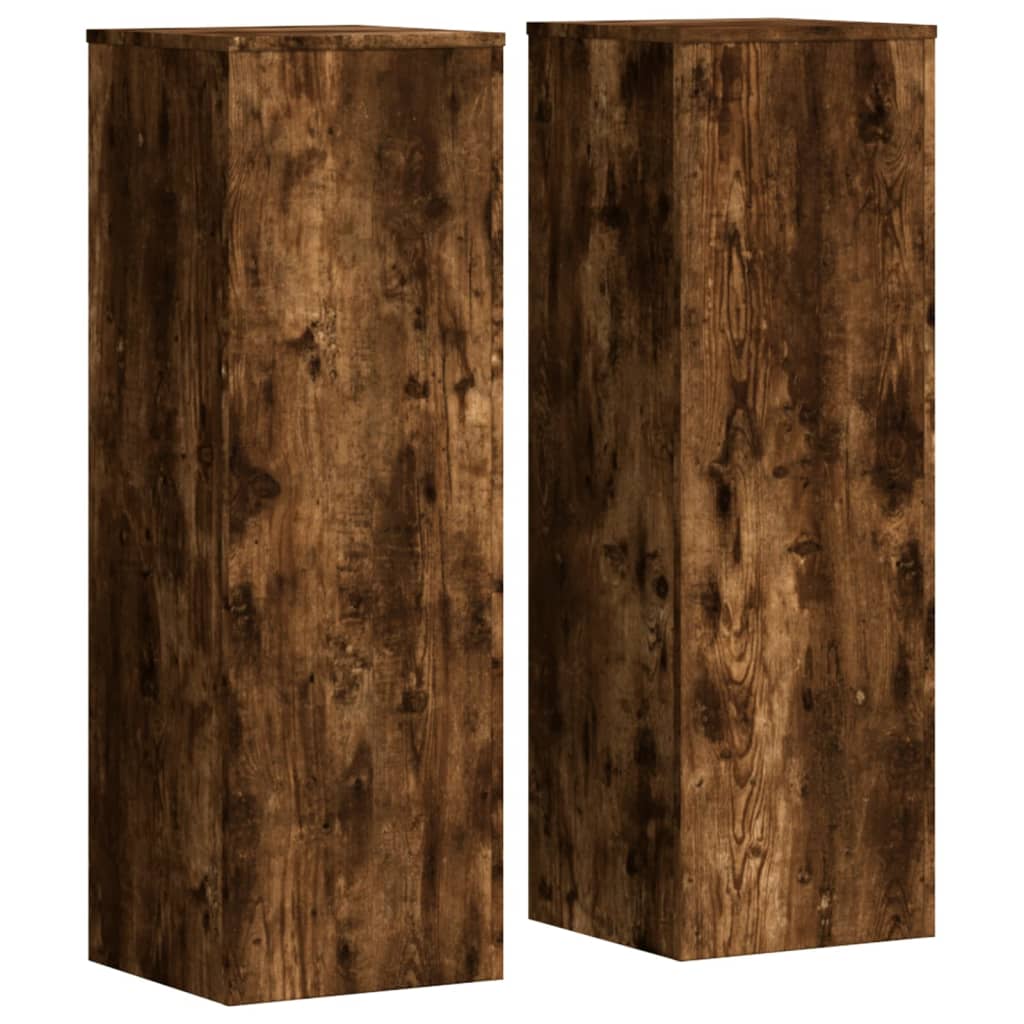 Βάσεις Φυτών 2Τεμ. Καπνιστή Δρυς 33x33x100εκ Επεξεργασμένο Ξύλο