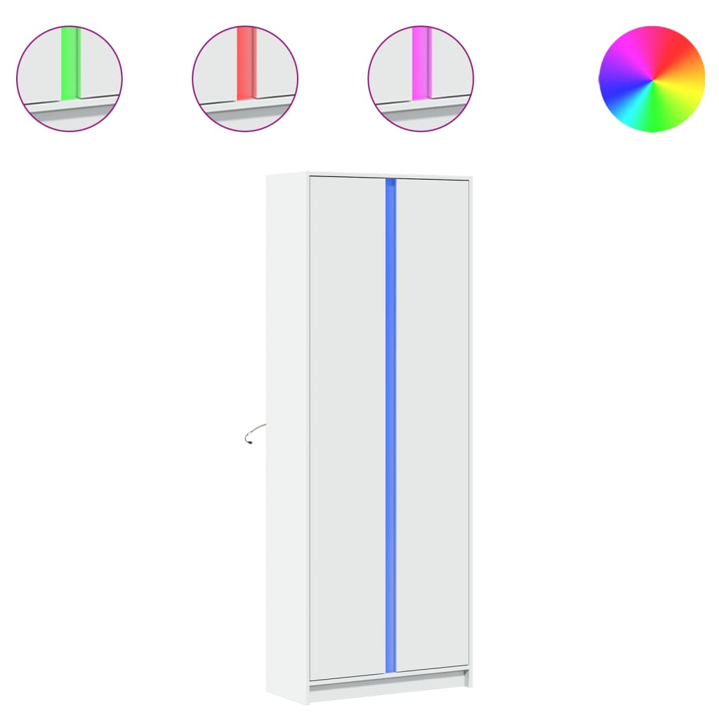 Ντουλάπι με LED Λευκό 74x32,5x200 εκ. από Επεξεργασμένο Ξύλο