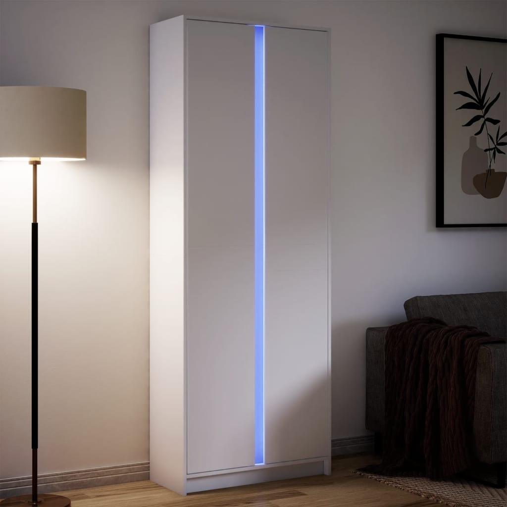 Ντουλάπι με LED Λευκό 74x32,5x200 εκ. από Επεξεργασμένο Ξύλο