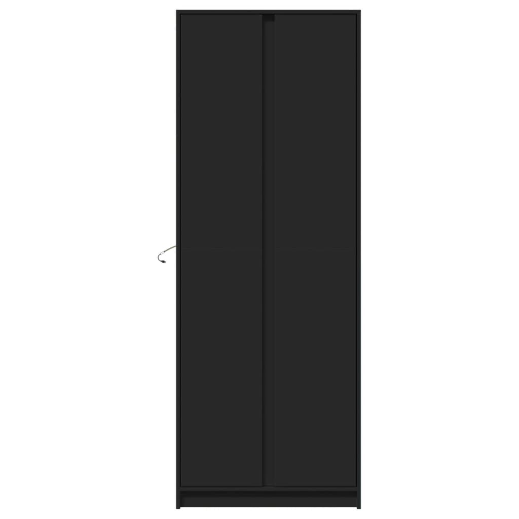 Ντουλάπι με LED Μαύρο 74x32,5x200 εκ. από Επεξεργασμένο Ξύλο