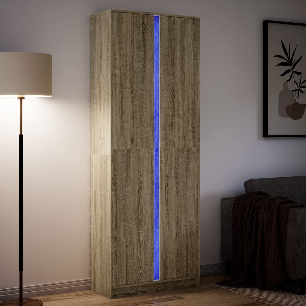 Ντουλάπι με LED Δρυς 74x32,5x200 εκ. από Επεξεργασμένο Ξύλο