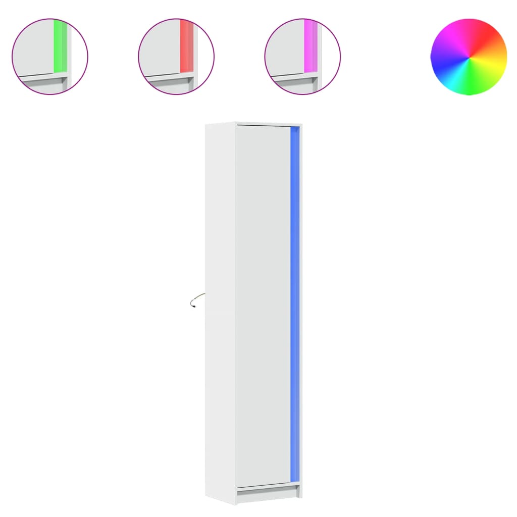 Ντουλάπι με LED Λευκό 41,5x32,5x200 εκ. από Επεξεργασμένο Ξύλο