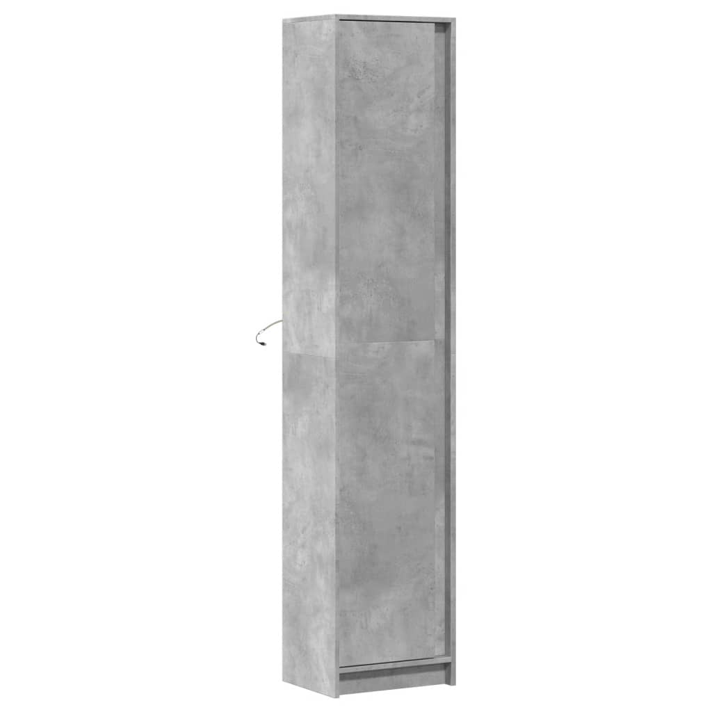 Ντουλάπι με LED Γκρι 41,5x32,5x200 εκ. από Επεξεργασμένο Ξύλο