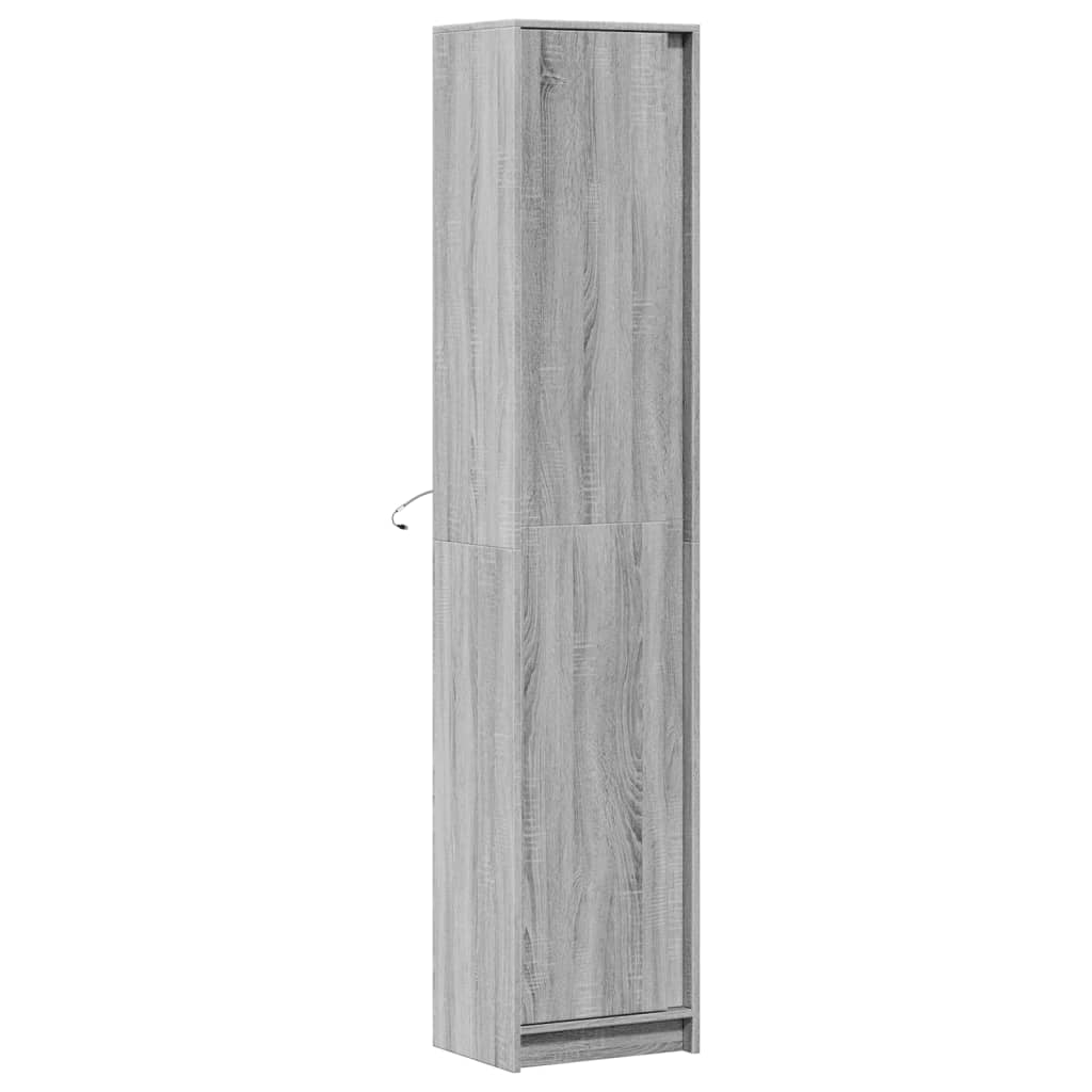 Ντουλάπι με LED Γκρι 41,5x32,5x200 εκ. από Επεξεργασμένο Ξύλο - Pakobazaar