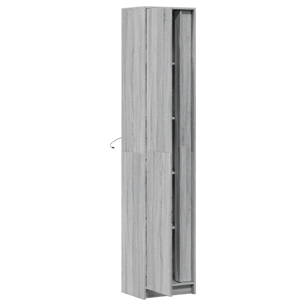 Ντουλάπι με LED Γκρι 41,5x32,5x200 εκ. από Επεξεργασμένο Ξύλο - Pakobazaar