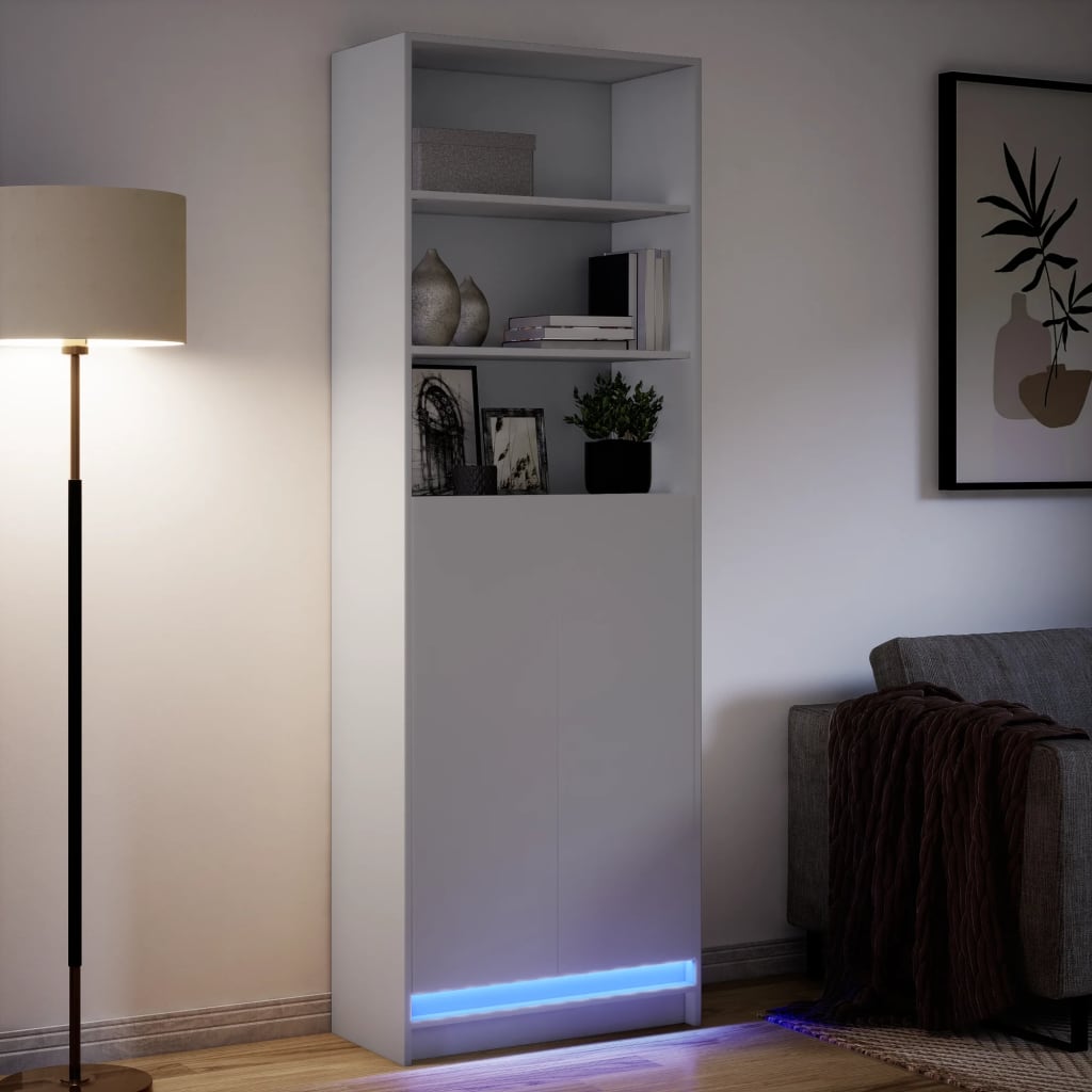 Ντουλάπι με LED Λευκό 69x32,5x200 εκ. από Επεξεργασμένο Ξύλο
