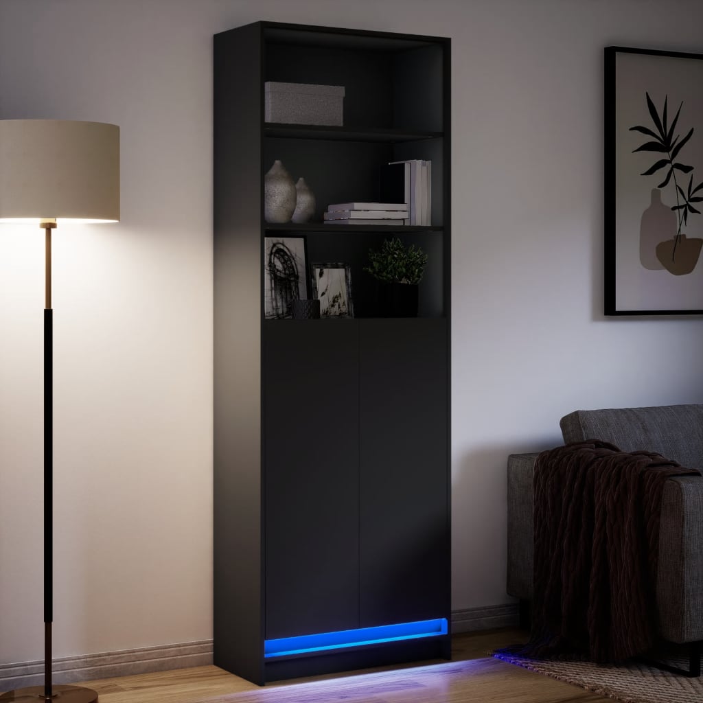 Ντουλάπι με LED Μαύρο 69x32,5x200 εκ. από Επεξεργασμένο Ξύλο