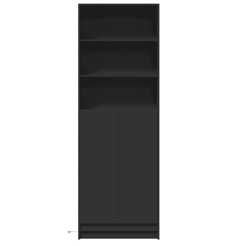 Ντουλάπι με LED Μαύρο 69x32,5x200 εκ. από Επεξεργασμένο Ξύλο