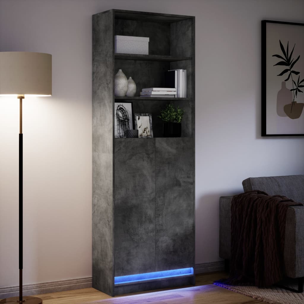 Ντουλάπι με LED Γκρι 69x32,5x200 εκ. από Επεξεργασμένο Ξύλο