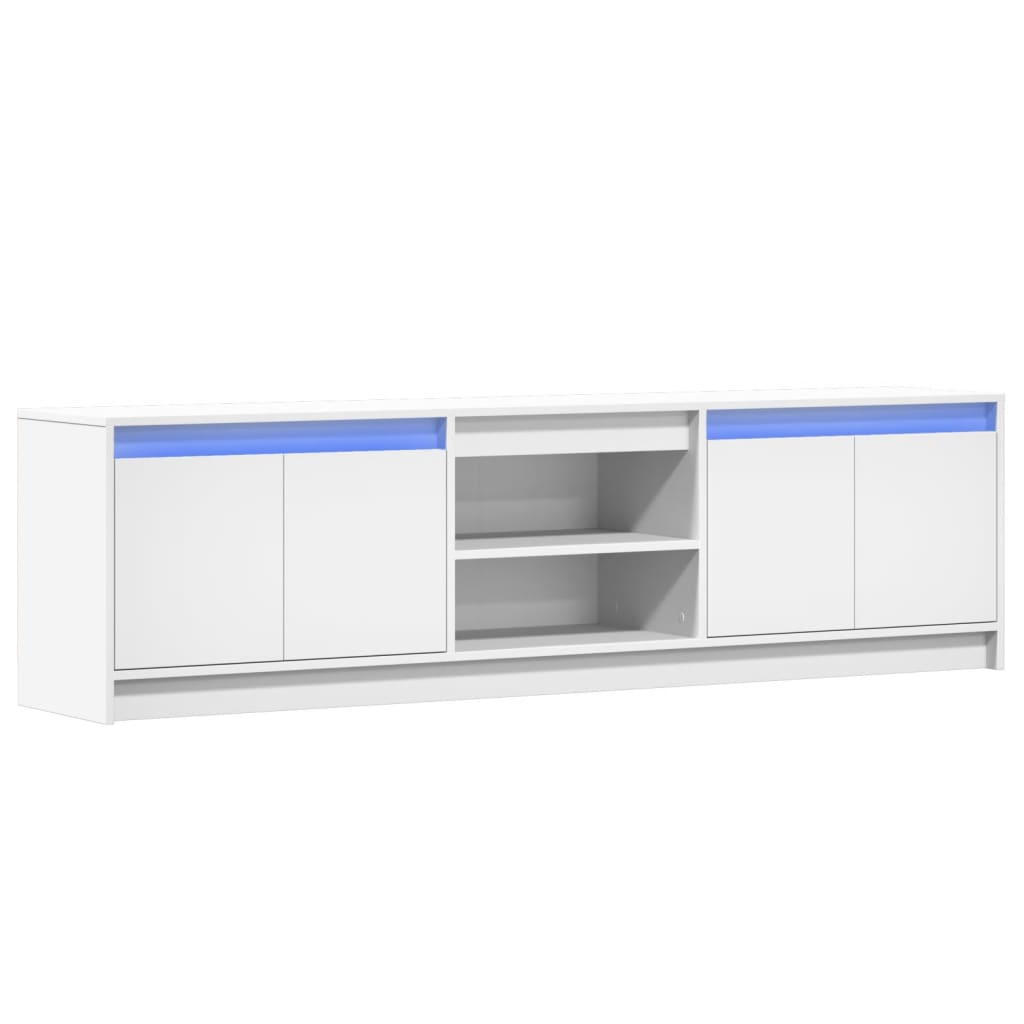 Έπιπλο Τηλεόρασης με LED Λευκό 180x34x50 εκ. από Επεξ. Ξύλο - Pakobazaar