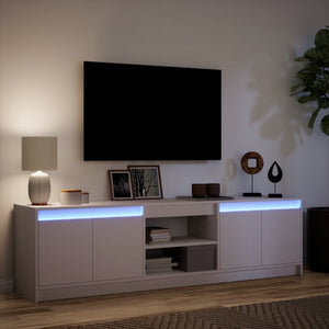 Έπιπλο Τηλεόρασης με LED Λευκό 180x34x50 εκ. από Επεξ. Ξύλο - Pakobazaar
