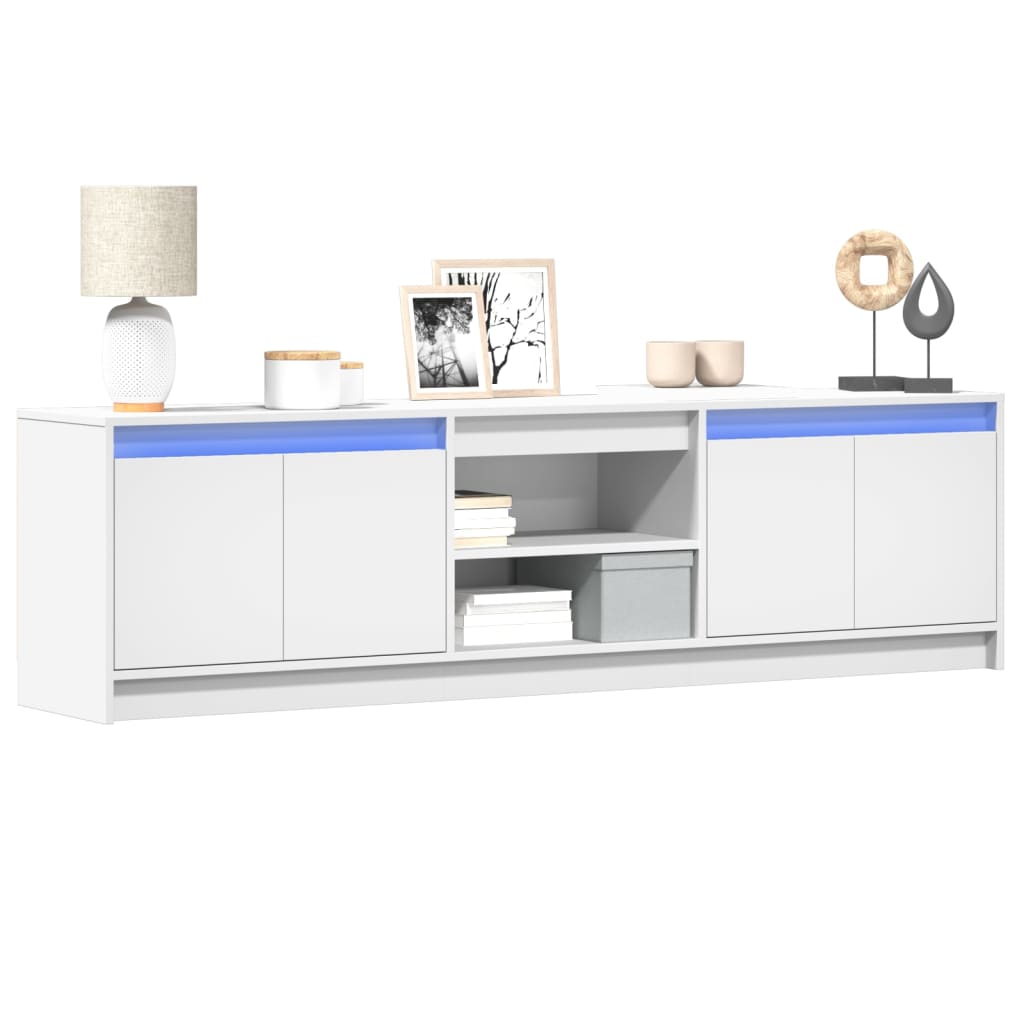 Έπιπλο Τηλεόρασης με LED Λευκό 180x34x50 εκ. από Επεξ. Ξύλο - Pakobazaar
