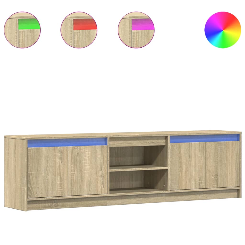 Έπιπλο Τηλεόρασης με LED Sonoma Δρυς 180x34x50 εκ. Επεξ. Ξύλο - Pakobazaar