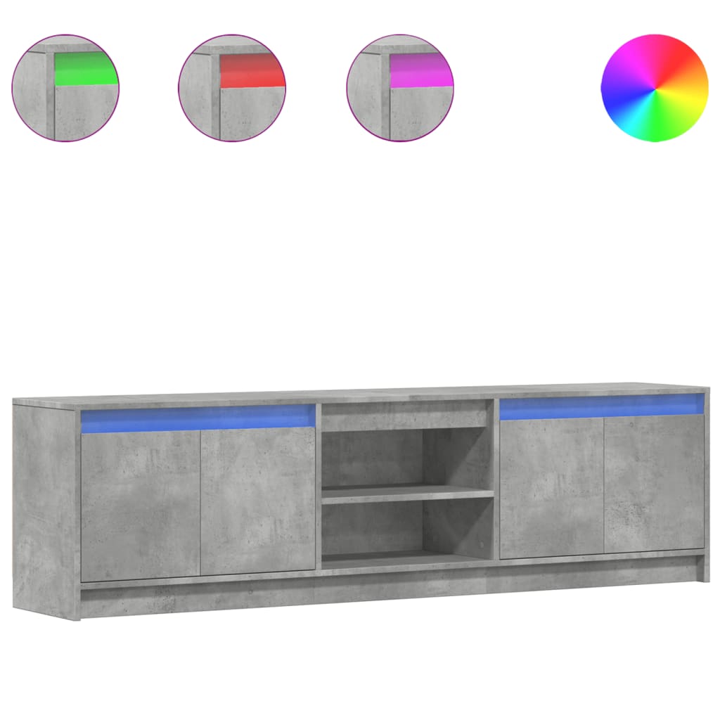 Έπιπλο Τηλεόρασης με LED Γκρι Σκυρ. 180x34x50 εκ. Επεξ. Ξύλο - Pakobazaar