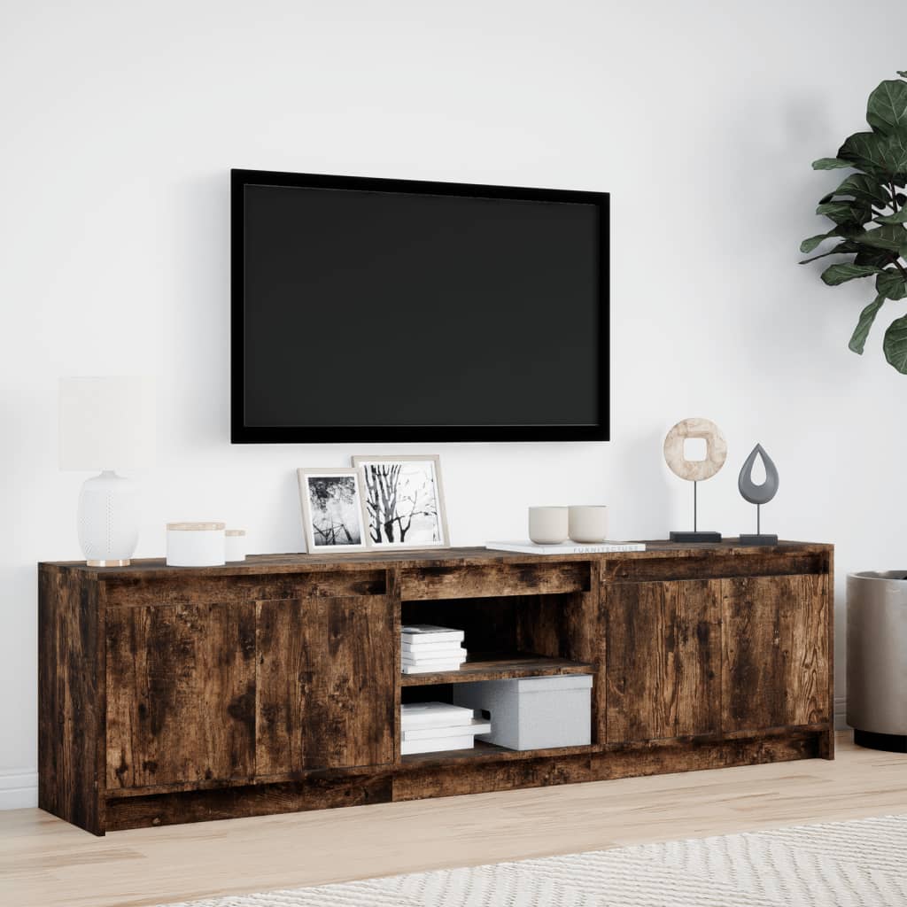 Έπιπλο Τηλεόρασης με LED Καπνιστή Δρυς 180x34x50 εκ. Επεξ. Ξύλο - Pakobazaar