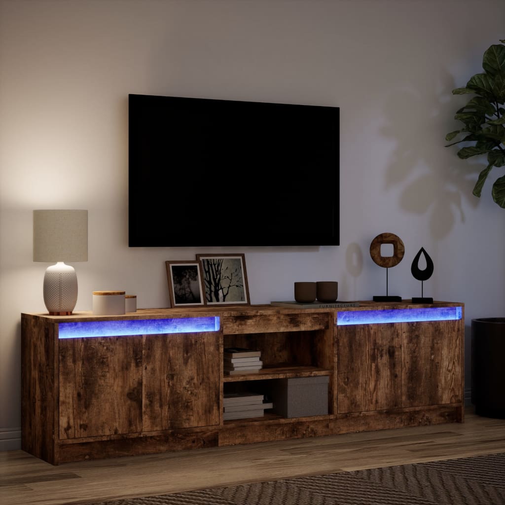 Έπιπλο Τηλεόρασης με LED Καπνιστή Δρυς 180x34x50 εκ. Επεξ. Ξύλο - Pakobazaar