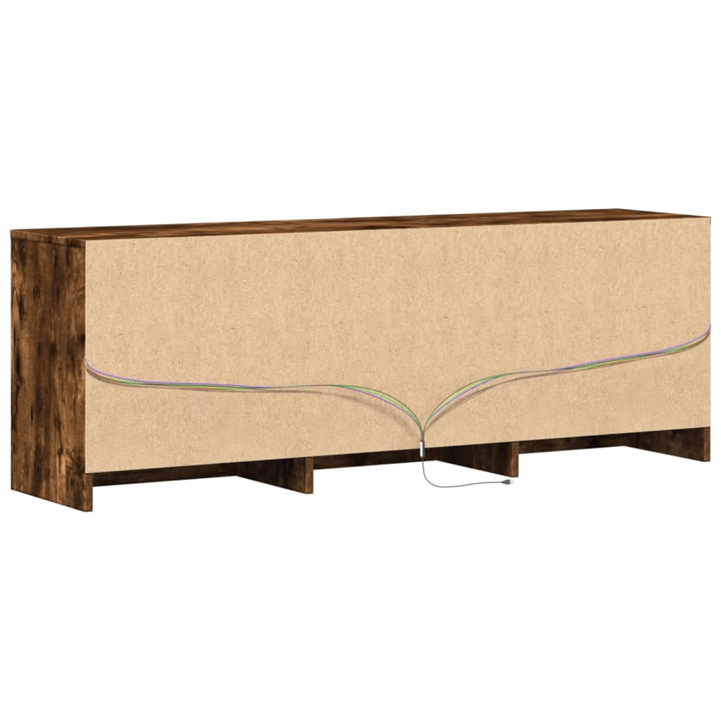 Έπιπλο Τηλεόρασης με LED Καπνιστή Δρυς 140x34x50 εκ. Επεξ. Ξύλο