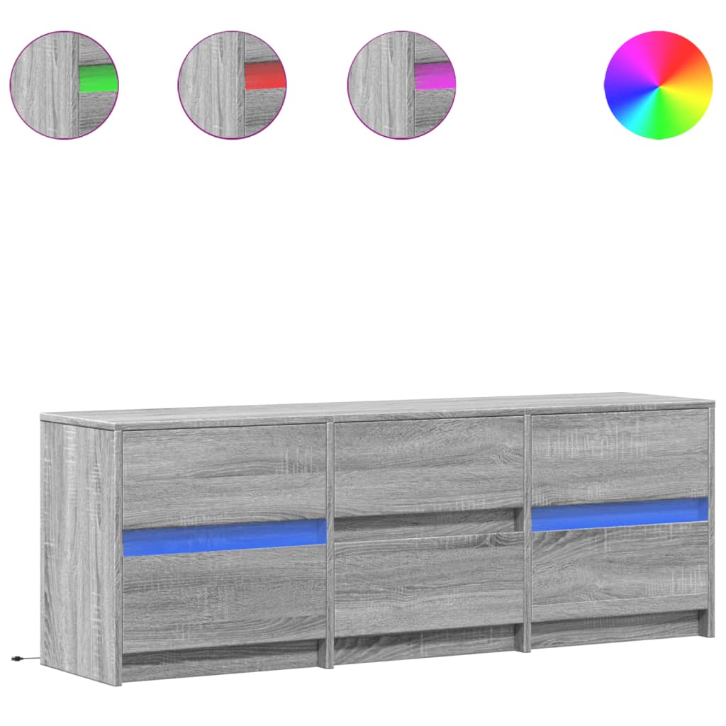 Έπιπλο Τηλεόρασης με LED Γκρι Sonoma 140x34x50 εκ. Επεξ. Ξύλο