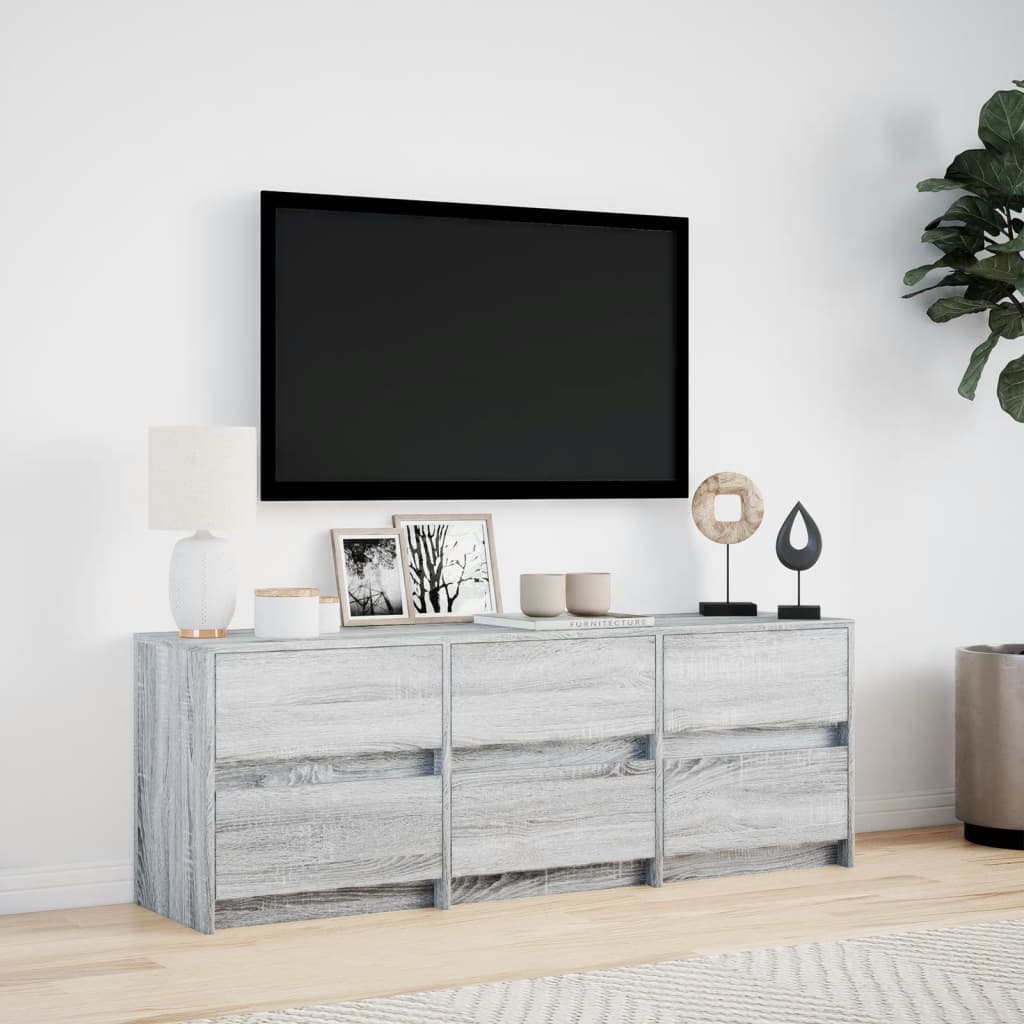 Έπιπλο Τηλεόρασης με LED Γκρι Sonoma 140x34x50 εκ. Επεξ. Ξύλο