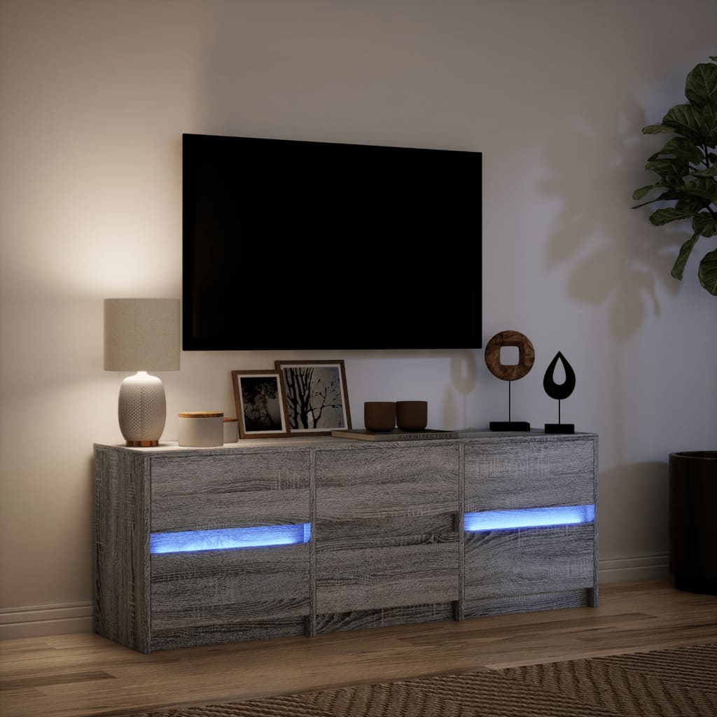 Έπιπλο Τηλεόρασης με LED Γκρι Sonoma 140x34x50 εκ. Επεξ. Ξύλο