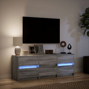 Έπιπλο Τηλεόρασης με LED Γκρι Sonoma 140x34x50 εκ. Επεξ. Ξύλο