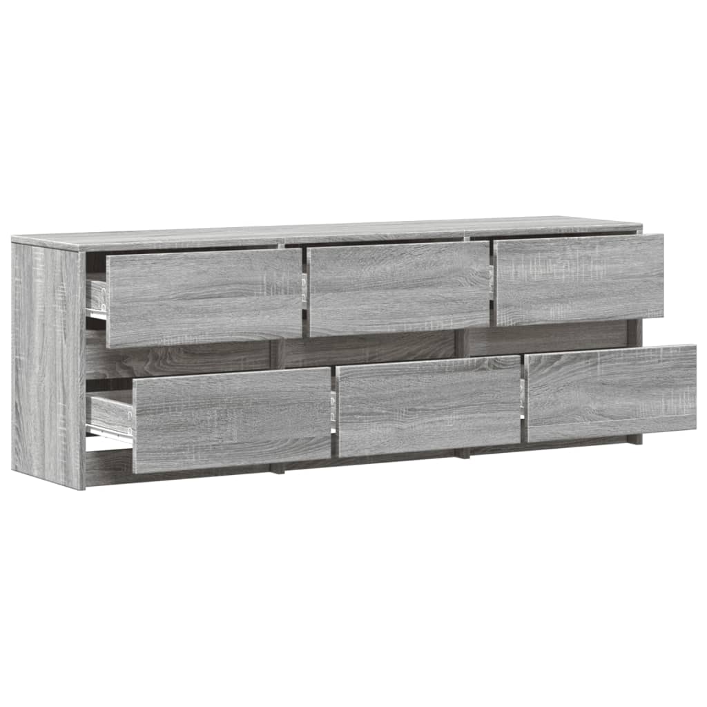 Έπιπλο Τηλεόρασης με LED Γκρι Sonoma 140x34x50 εκ. Επεξ. Ξύλο