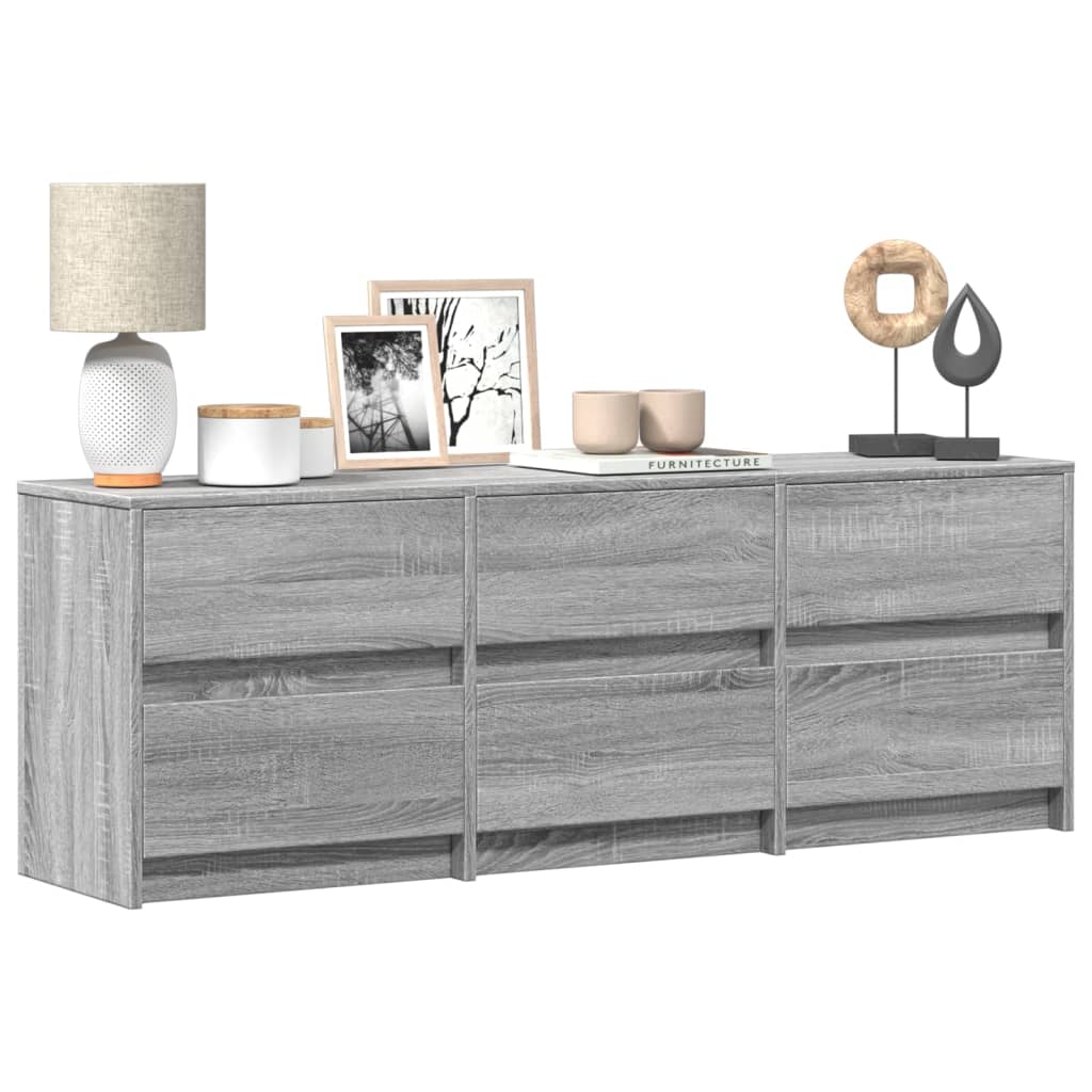 Έπιπλο Τηλεόρασης με LED Γκρι Sonoma 140x34x50 εκ. Επεξ. Ξύλο