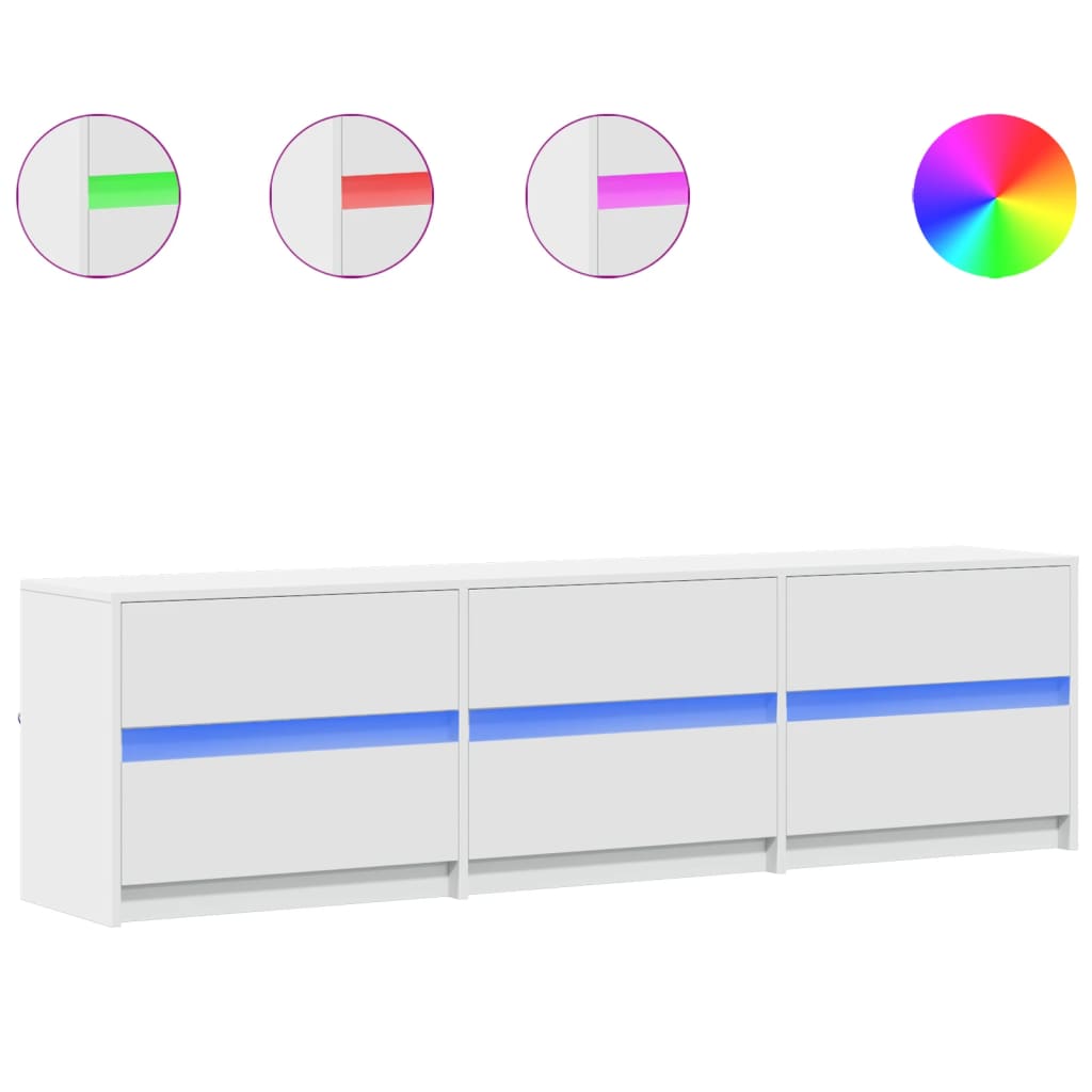 Έπιπλο Τηλεόρασης με LED Λευκό 180x34x50 εκ. από Επεξ. Ξύλο - Pakobazaar