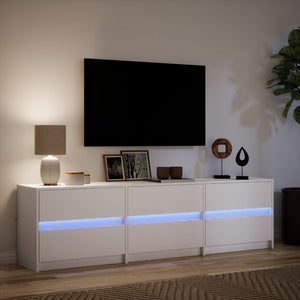 Έπιπλο Τηλεόρασης με LED Λευκό 180x34x50 εκ. από Επεξ. Ξύλο - Pakobazaar