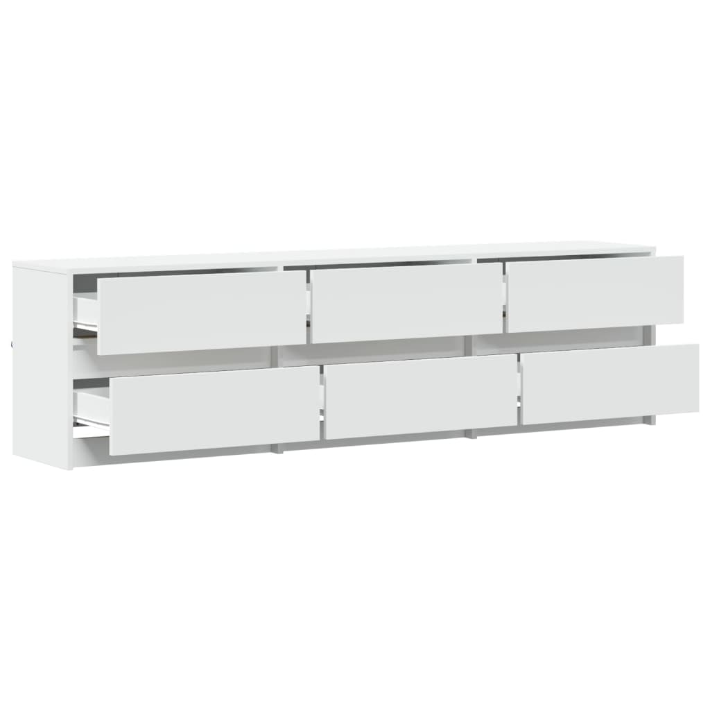 Έπιπλο Τηλεόρασης με LED Λευκό 180x34x50 εκ. από Επεξ. Ξύλο - Pakobazaar