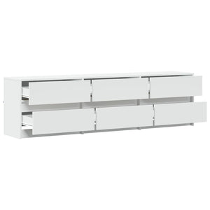 Έπιπλο Τηλεόρασης με LED Λευκό 180x34x50 εκ. από Επεξ. Ξύλο - Pakobazaar