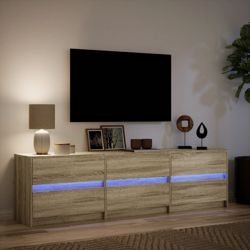 Έπιπλο Τηλεόρασης με LED Sonoma Δρυς 180x34x50 εκ. Επεξ. Ξύλο - Pakobazaar