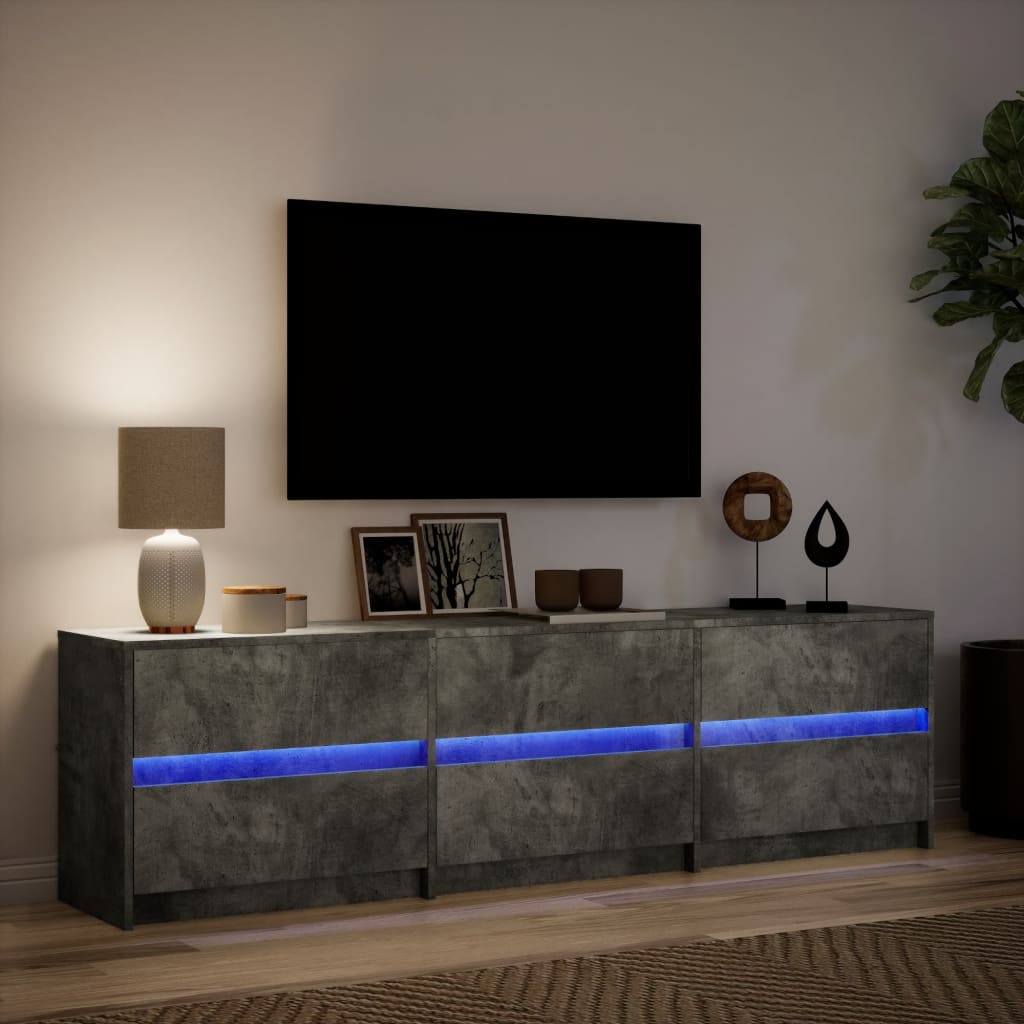 Έπιπλο Τηλεόρασης με LED Γκρι Σκυρ. 180x34x50 εκ. Επεξ. Ξύλο - Pakobazaar
