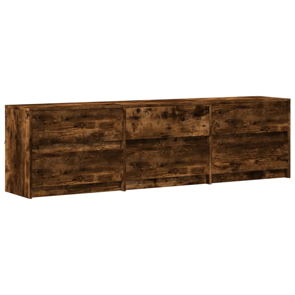 Έπιπλο Τηλεόρασης με LED Καπνιστή Δρυς 180x34x50 εκ. Επεξ. Ξύλο