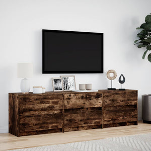 Έπιπλο Τηλεόρασης με LED Καπνιστή Δρυς 180x34x50 εκ. Επεξ. Ξύλο