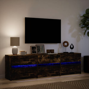 Έπιπλο Τηλεόρασης με LED Καπνιστή Δρυς 180x34x50 εκ. Επεξ. Ξύλο