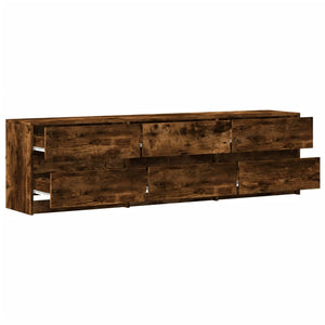 Έπιπλο Τηλεόρασης με LED Καπνιστή Δρυς 180x34x50 εκ. Επεξ. Ξύλο