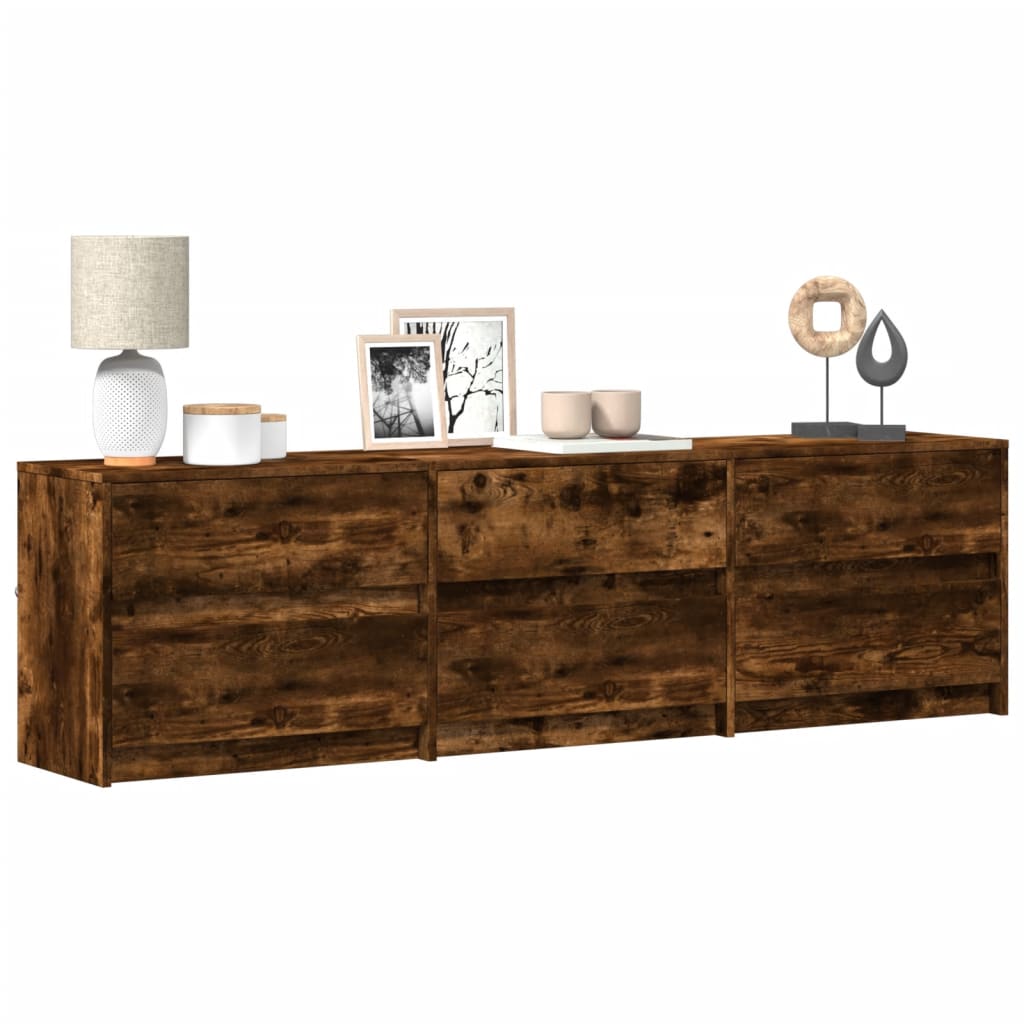 Έπιπλο Τηλεόρασης με LED Καπνιστή Δρυς 180x34x50 εκ. Επεξ. Ξύλο