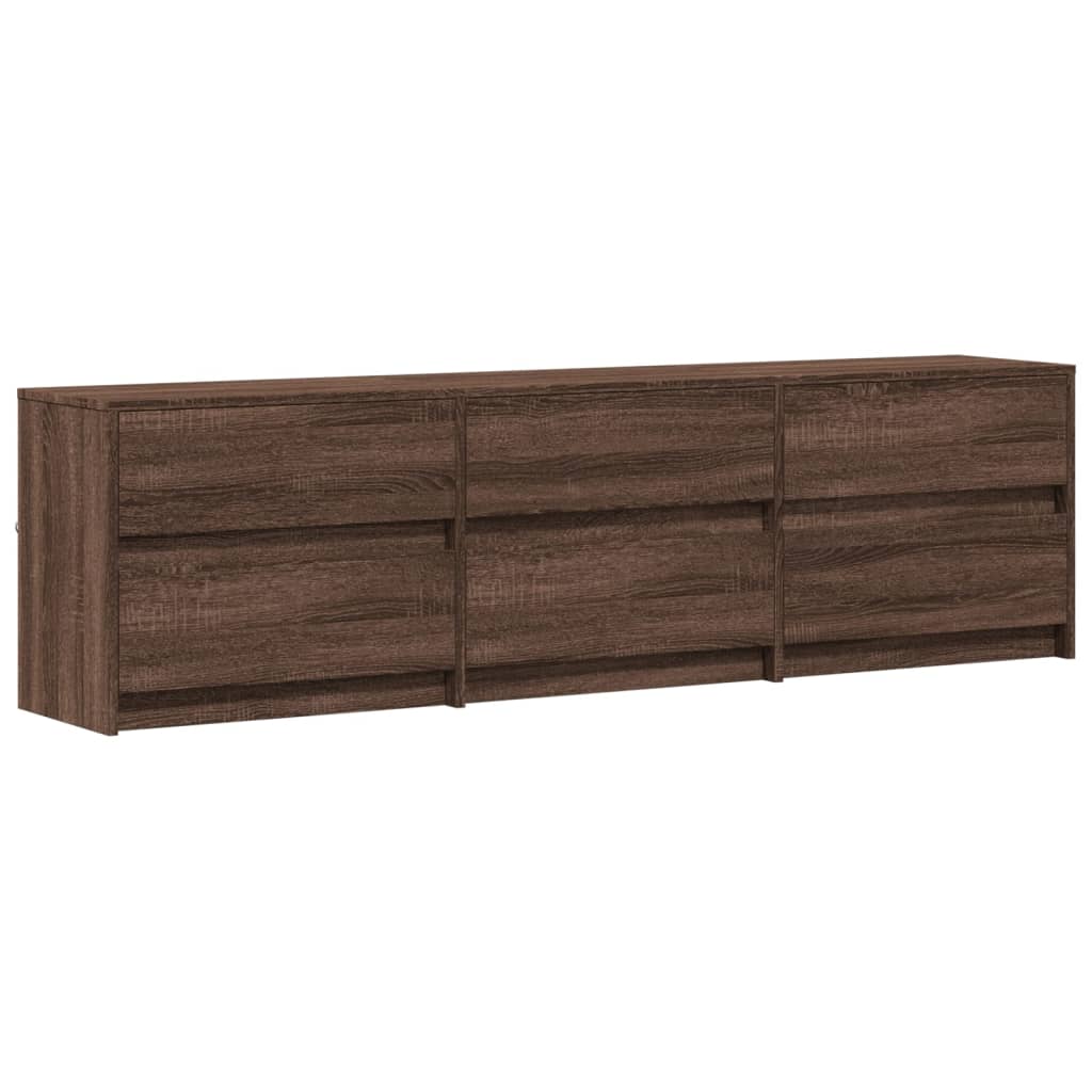 Έπιπλο Τηλεόρασης με LED Καφέ Δρυς 180x34x50 εκ. από Επεξ. Ξύλο