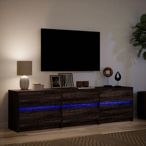 Έπιπλο Τηλεόρασης με LED Καφέ Δρυς 180x34x50 εκ. από Επεξ. Ξύλο