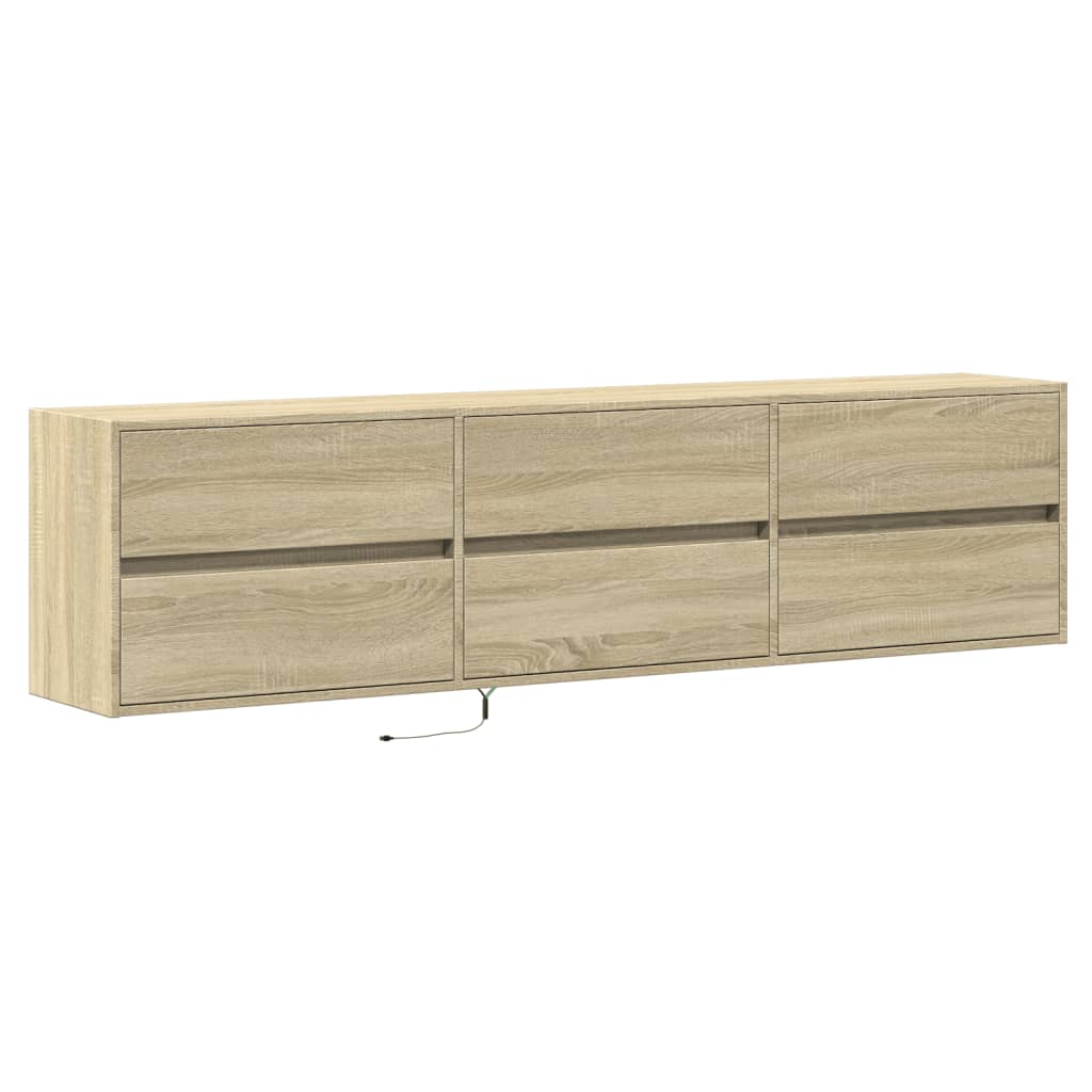 Έπιπλο Τοίχου Τηλεόρασης με LED Sonoma Δρυς 180x31x45 εκ.