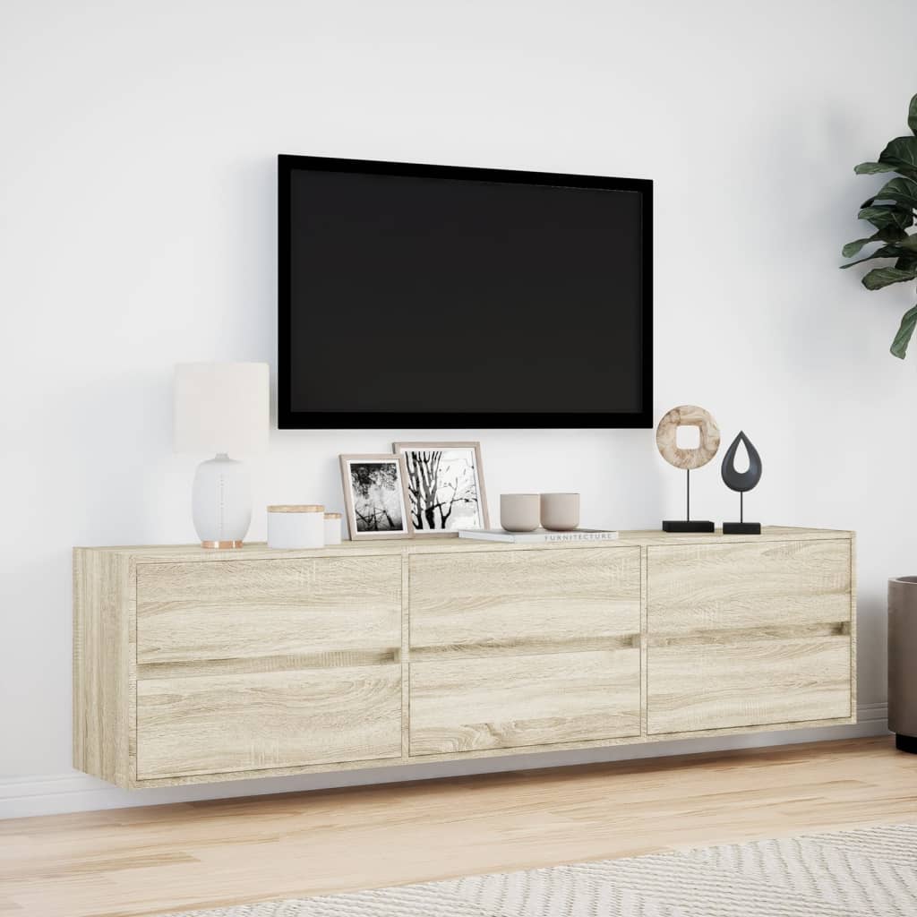 Έπιπλο Τοίχου Τηλεόρασης με LED Sonoma Δρυς 180x31x45 εκ.